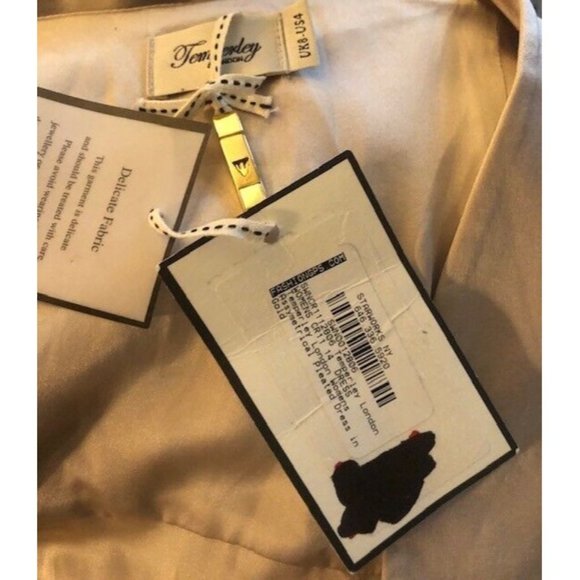 NWT $1K TEMPERLEY LONDON CHAMPANGE COLOR ASYMMETRICAL PLEATED DRESS SZ US 4 UK 8 - Picture 10 of 10